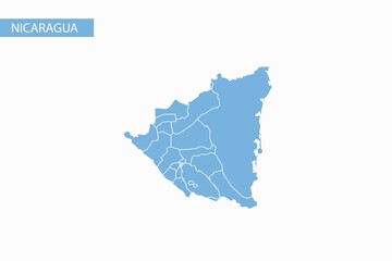 Nicaragua blue map detailed vector.