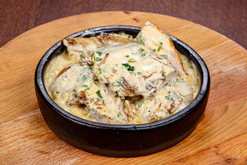 Tasty roasted chicken with cream