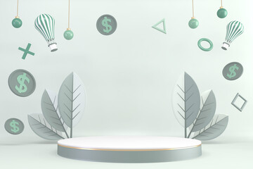 Business 3D ,minimalist, mockup business abstract colorful cartoon. 3d rendering