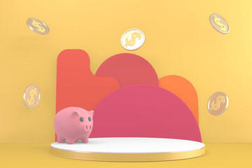 Business 3D ,minimalist, mockup business abstract colorful cartoon. 3d rendering