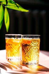 iced lemon tea and hard light 