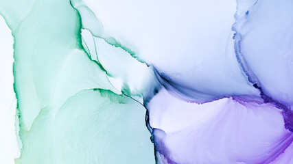 Alcohol ink. Abstract Ethereal Paint. Turquoise