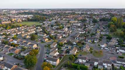 Aerial view of Colchester Riverside suburban residential area, Colchester, Essex, England, UK