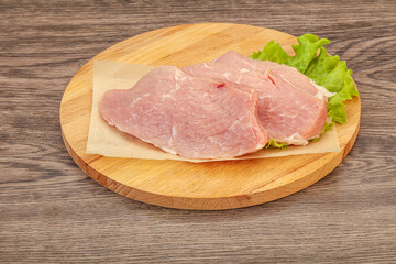 Raw pork steak for cooking
