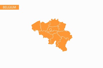 Belgium orange map detailed vector.