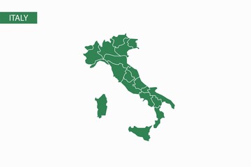 Italy green map detailed vector.