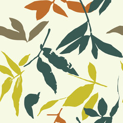 Abstract seamless pattern with leaves. Vector file.