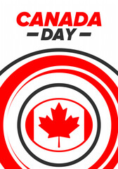 Happy Canada Day. National holiday, celebrated annual in July 1. Canadian flag. Maple leaf. Patriotic symbol and elements. Poster, card, banner and background. Vector illustration