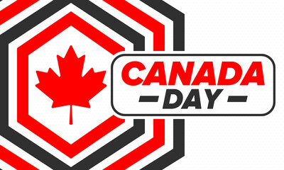 Happy Canada Day. National holiday, celebrated annual in July 1. Canadian flag. Maple leaf. Patriotic symbol and elements. Poster, card, banner and background. Vector illustration