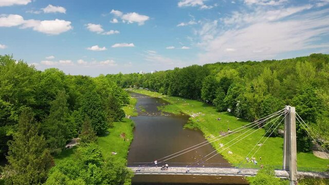 Scenery of the Vistula river in Ustron on the hills of the Silesian Beskids. Poland