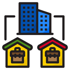 work from home color line style icon