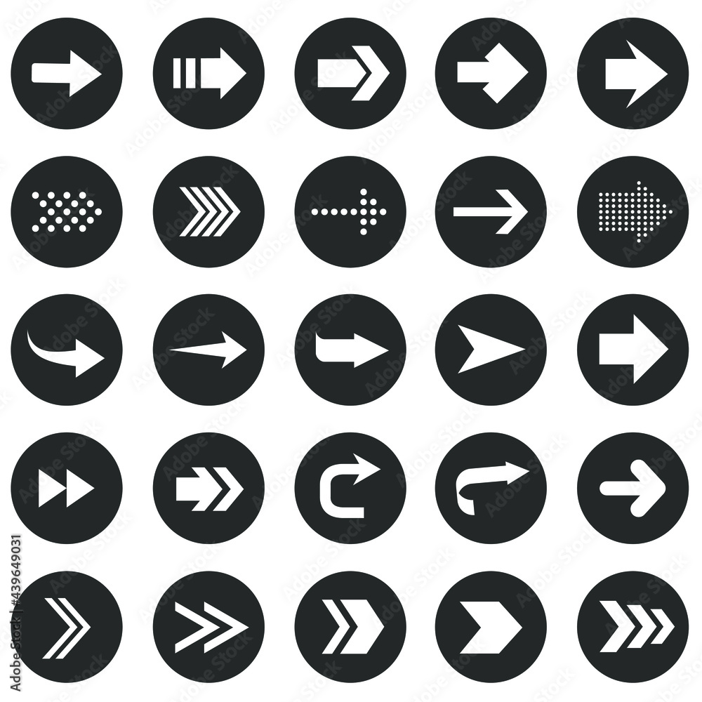 Poster arrows set. arrow icon collection. set different arrows or web design. arrow flat style isolated on 