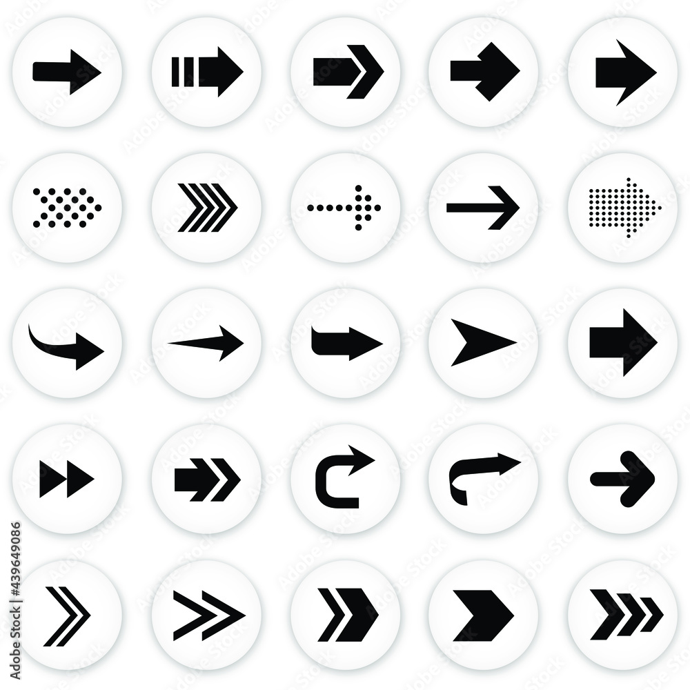 Poster arrows set. arrow icon collection. set different arrows or web design. arrow flat style isolated on 