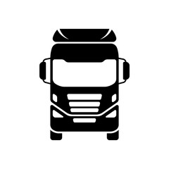 Truck icon. Trunk tractor. Black silhouette. Front view. Vector simple flat graphic illustration. The isolated object on a white background. Isolate. © far700