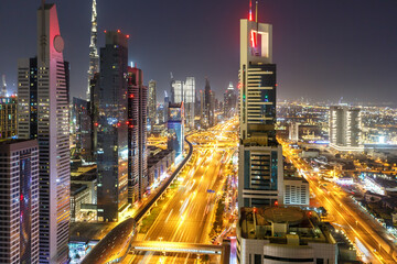 Fototapeta na wymiar Dubai Sheikh Zayed Road Burj Khalifa Kalifa skyscraper building skyline architecture in United Arab Emirates