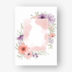 rectangular flower frame with watercolor flowers