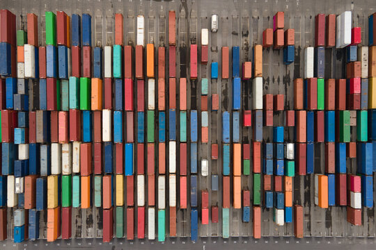 transportation, shipping containers in the port