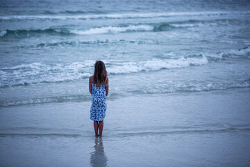 Little Girl on Beach at Dusk