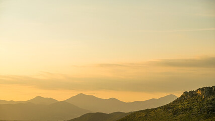 Obraz premium Sperlonga, Lazio region, Italy. Beautiful sunset at the hills around the town.