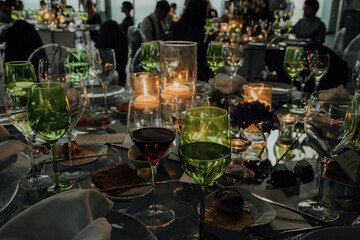 Table during a festive dinner