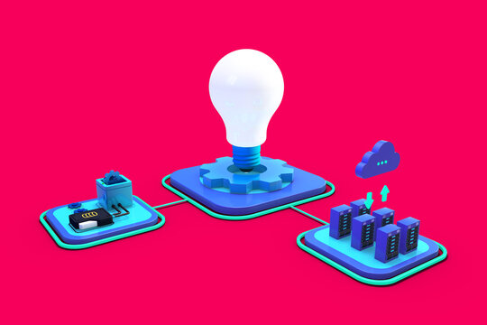 3d illustration of business analysis, idea strategy, database search and analysis, management marketing, business software, growth analysis, social optimization. machine learning concept