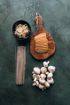 Ingredients for soba noodle soup