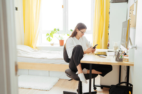 woman at home office