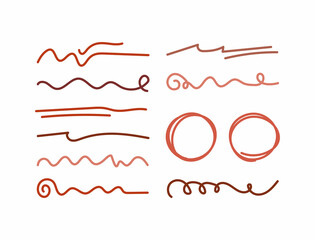 Set of isolated underlines and circles drawn by hand. Doodle, sketch. Vector illustration. - 439656239