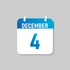 White daily calendar Icon December in a Flat Design style. Easy to edit Isolated vector Illustration.