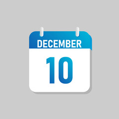White daily calendar Icon December in a Flat Design style. Easy to edit Isolated vector Illustration.
