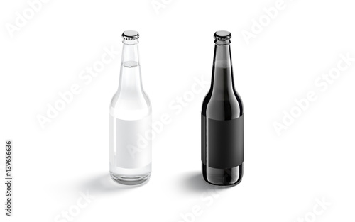 Download Blank Black And White Glass Beer Bottle With Label Mockup Wall Mural Alexandr Bognat