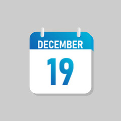 White daily calendar Icon December in a Flat Design style. Easy to edit Isolated vector Illustration.