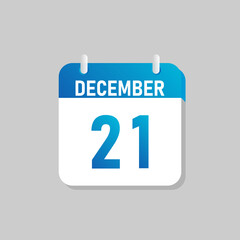 White daily calendar Icon December in a Flat Design style. Easy to edit Isolated vector Illustration.