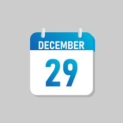 White daily calendar Icon December in a Flat Design style. Easy to edit Isolated vector Illustration.