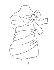 The outline of a tailor's mannequin with ribbon with fluffy bow 