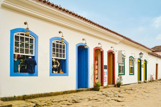 Colonial architecture in seaside town in south america