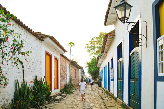 Seaside colonial town street view