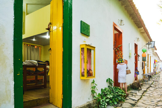 Colonial architecture in small latin american seaside town