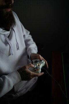 Man playing in online computer games