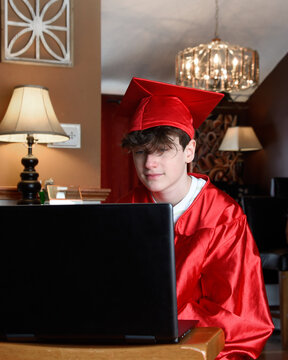Student Graduating Online at Home