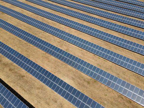 solar panels aerial view, green energy	