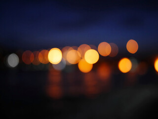 Defocused blur lights of night scape