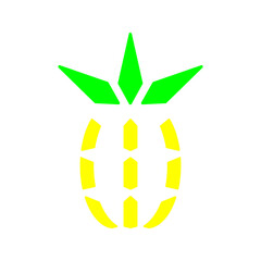Pineapple Concept Logo. Fruit Icon. Green and Yellow. Simple and Flat. For Logo,Icon,Symbol and Sign