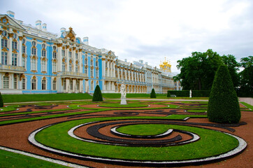 Catherine palace and park in Tsarskoe Selo (Pushkin), St. Petersburg, Russia