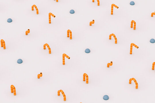 Orange pipe tubes on white background