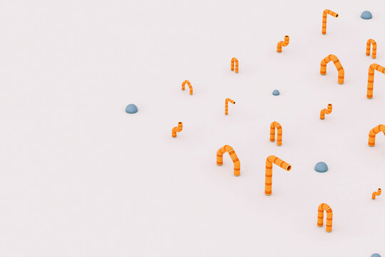 Orange pipe tubes on white background