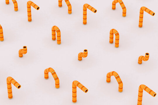pattern of Orange pipe tubes on white background