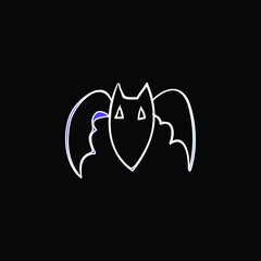 Bat Outline blue gradient vector icon