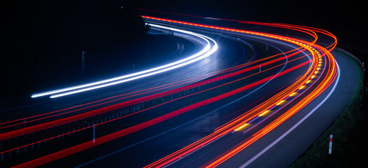 abstract red car lights at night. long exposure