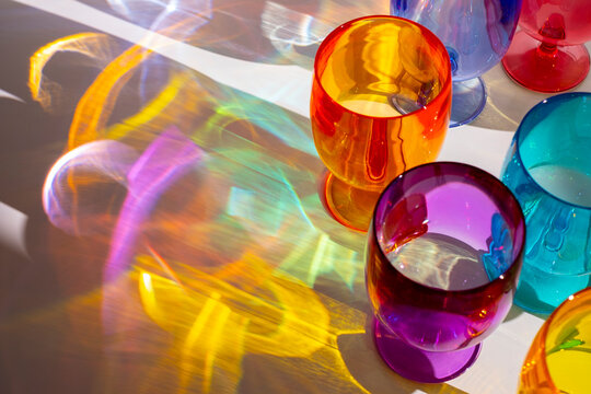 Bright Colourful Glasses with Shadows